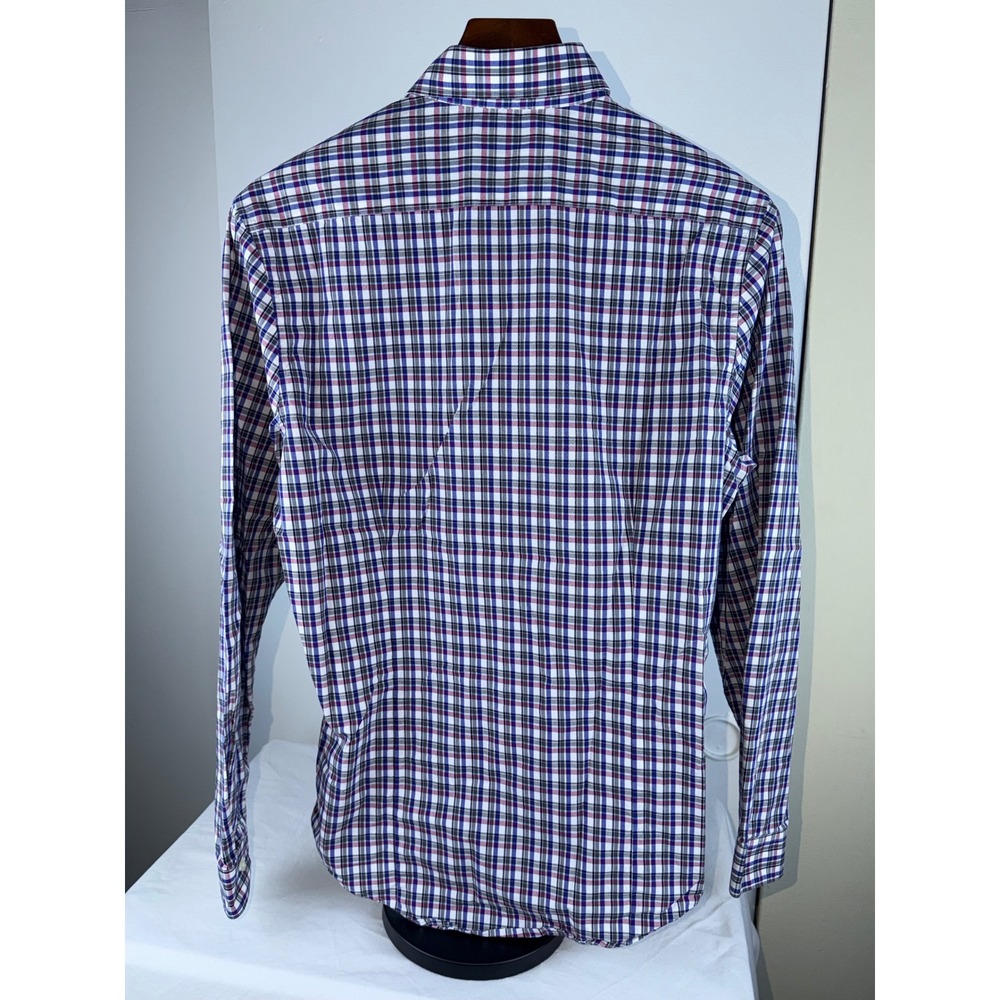 Barneys New York Mens Size Small Plaid Shirt Long Sleeve Button Down Purple Blue - Picture 3 of 9